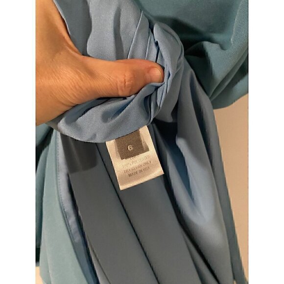 Lela Rose Robin’s Egg Blue Capelet Crepe Midi Dress Size 6 Formal - Picture 5 of 14